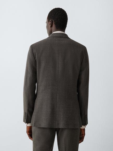 John Lewis Regular Fit Textured Wool Suit Jacket, Brown - view 2, Brown