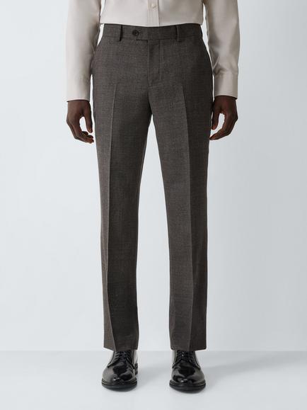 John Lewis Regular Fit Italian Reda Textured Wool Suit Trousers, Brown, Brown