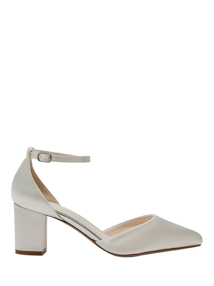 Rainbow Club Charlot Satin Ankle Strap Wedding Shoes, Ivory, Ivory
