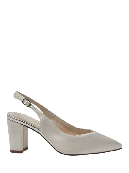 Rainbow Club Ivy Satin Ivy Block Heel Wedding Slingback Court Shoes, Ivory, Ivory