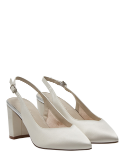 Rainbow Club Ivy Satin Ivy Block Heel Wedding Slingback Court Shoes, Ivory - view 2, Ivory