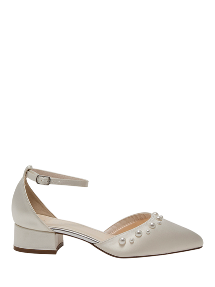 Rainbow Club Maya Low Pearl Detail Wedding Shoes, Ivory, Ivory