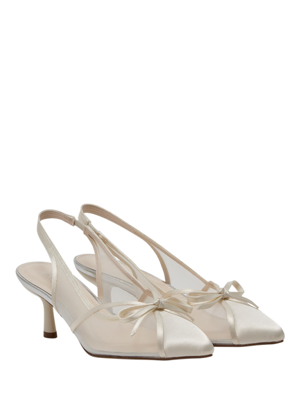 Rainbow Club Olivia Bow Detail Bridal Slingback Court Shoes, Ivory - view 2, Ivory