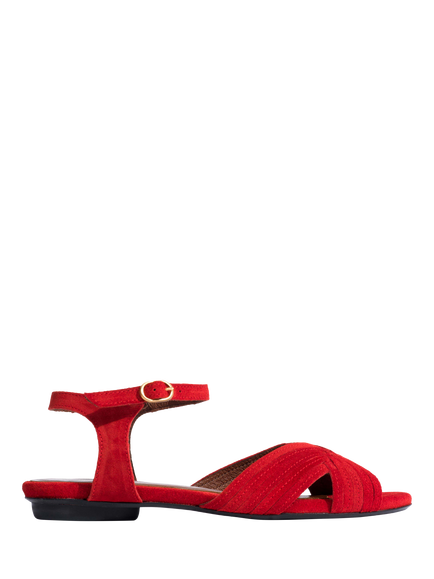 Anonymous Copenhagen Niabi 10 Suede Strappy Sandals, Red, Red