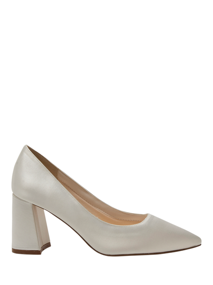 Rainbow Club Aria Satin Flare Heel Wedding Court Shoes, Ivory, Ivory