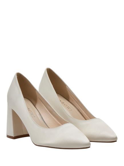 Rainbow Club Aria Satin Flare Heel Wedding Court Shoes, Ivory - view 2, Ivory