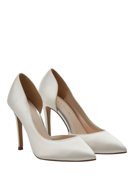 Rainbow Club Camilla Satin Stiletto Heel Wedding Court Shoes, Ivory - view 2, Ivory