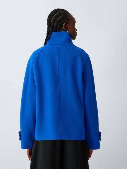John Lewis Wool Blend Funnel Neck Short Coat - view 2, Blue