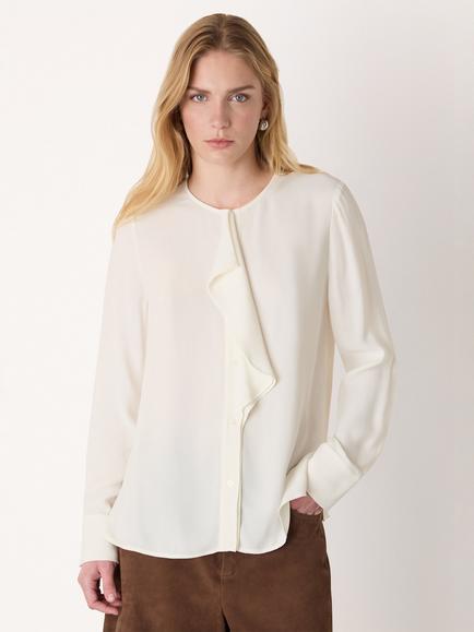 Whistles Draped Ruffle Top, Ivory, Ivory