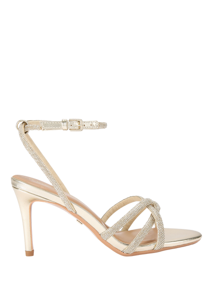KG Kurt Geiger Abra Embellished Strappy Heeled Sandals, Gold, Gold