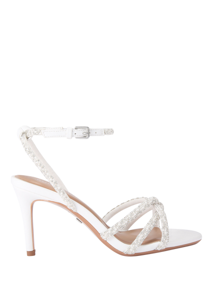 KG Kurt Geiger Abra Embellished Strappy Heeled Sandals, White, White