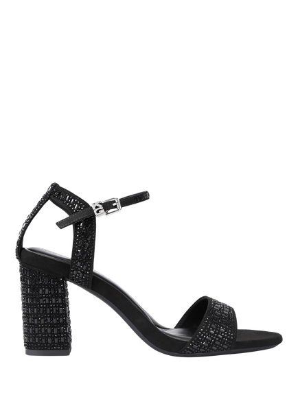 KG Kurt Geiger Fleur Embellished Block Heel Sandals, Black, Black