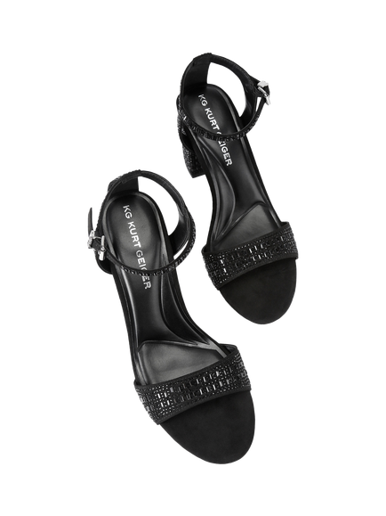 KG Kurt Geiger Fleur Embellished Block Heel Sandals, Black - view 2, Black