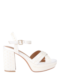 KG Kurt Geiger Fleur Embellished Platform Heel Sandals, White, White