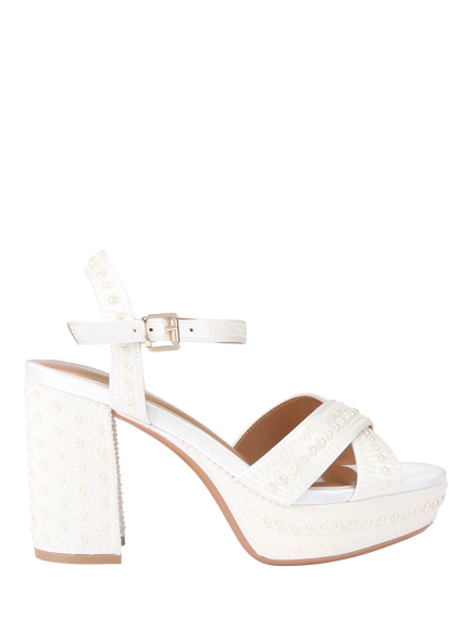 KG Kurt Geiger Fleur Embellished Platform Heel Sandals, White, White