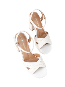 KG Kurt Geiger Fleur Embellished Platform Heel Sandals, White - view 2, White