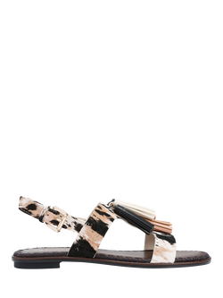 KG Kurt Geiger Rita Leather Embellished Strappy Sandals, Brown Multi Brown, Brown Multi Brown