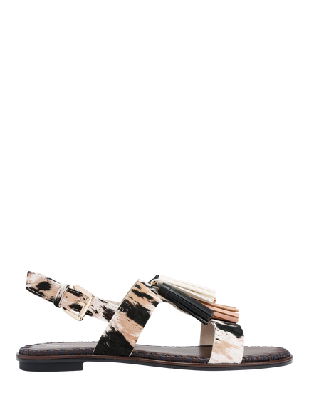 KG Kurt Geiger Rita Leather Embellished Strappy Sandals, Brown Multi Brown, Brown Multi Brown