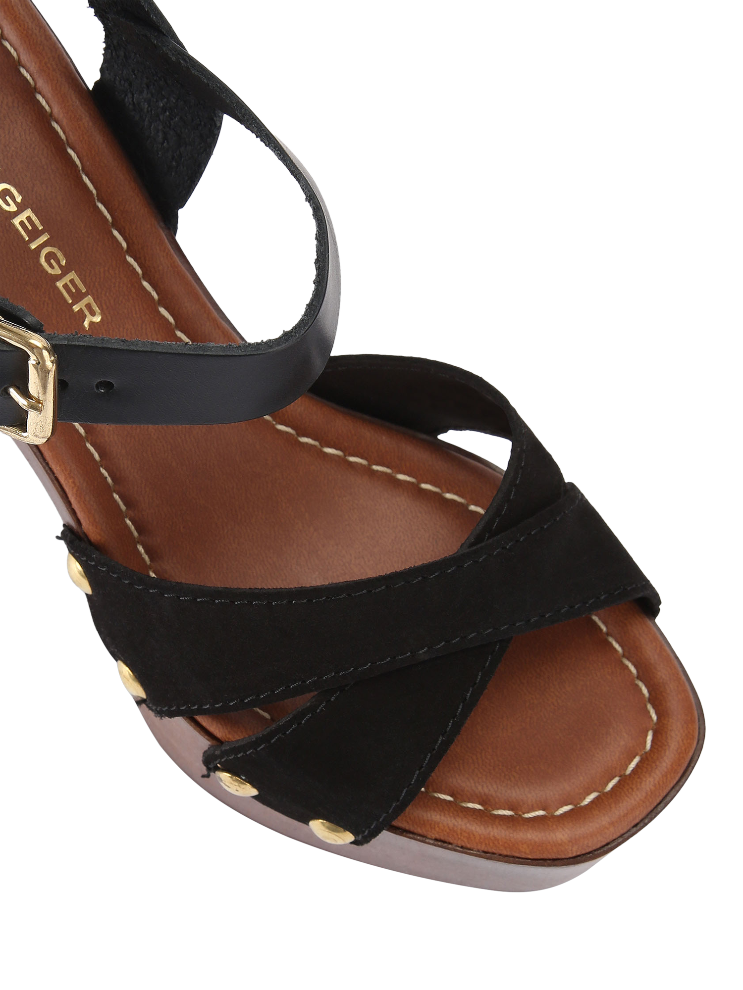 Product image 4 of 4, which shows KG Kurt Geiger Rua Block Platform Heel Sandals, Black, 3