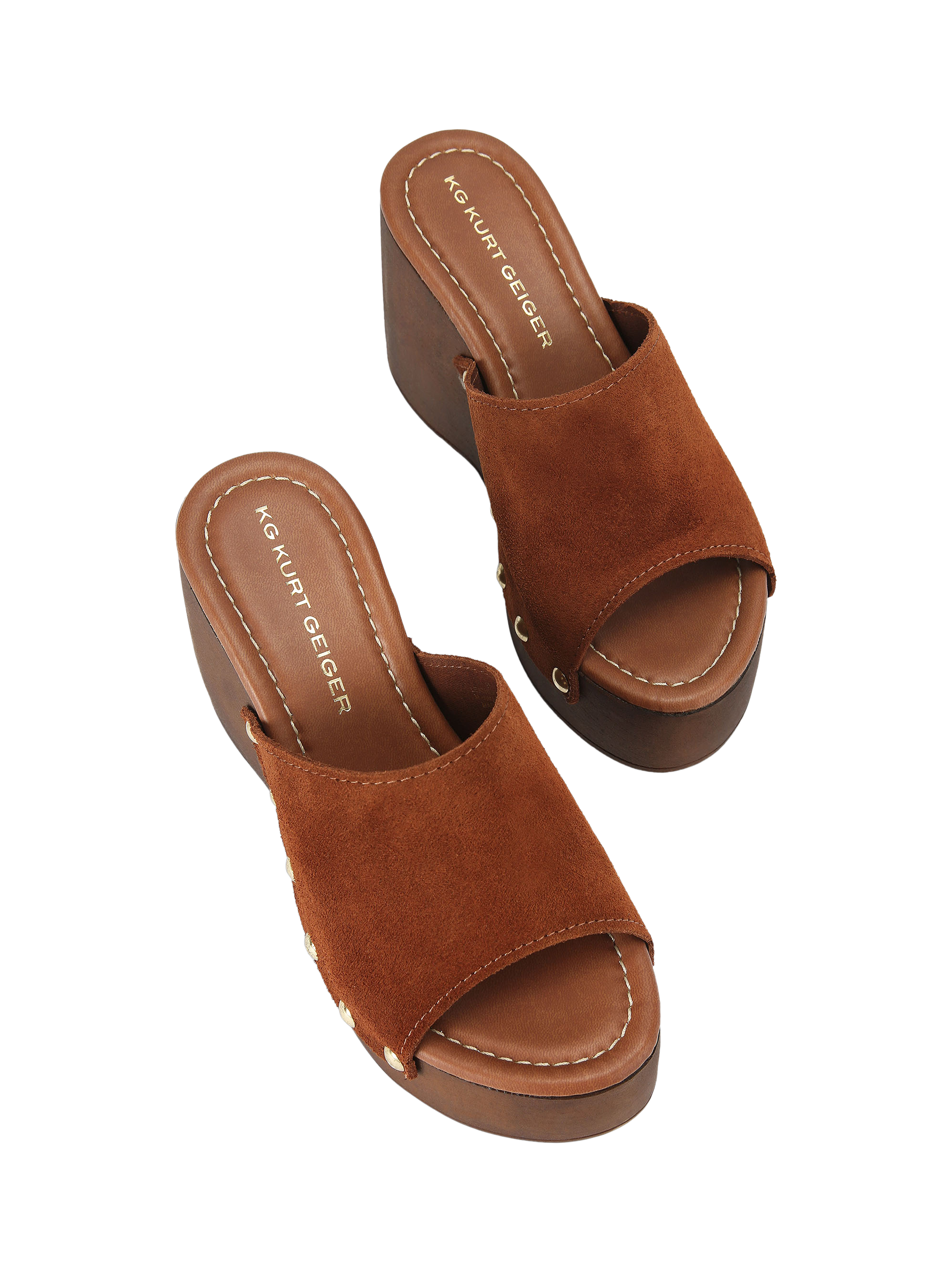 Product image 2 of 4, which shows KG Kurt Geiger Rua Wedge Sandals, Brown, 3