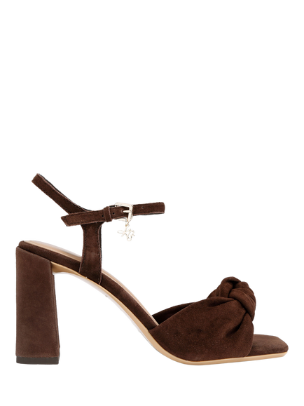 KG Kurt Geiger Signet Knot Block Heeled Sandals, Brown, Brown