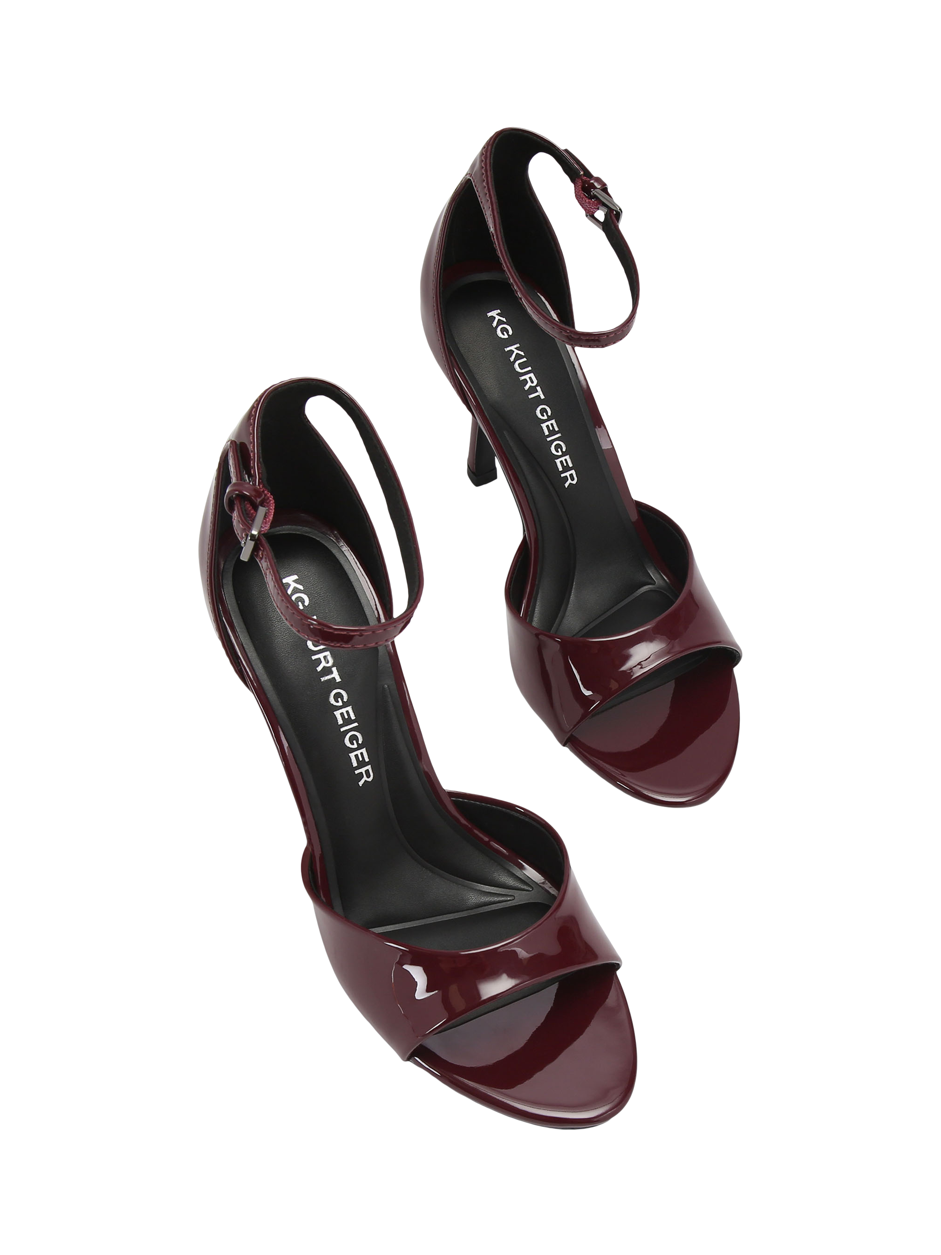 Product image 3 of 5, which shows KG Kurt Geiger Serena Open Toe Stiletto Sandals, Wine, 3