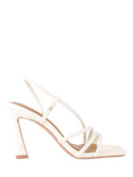 KG Kurt Geiger Sweetie Pearl Embellished Flared Heel Sandals, White, White