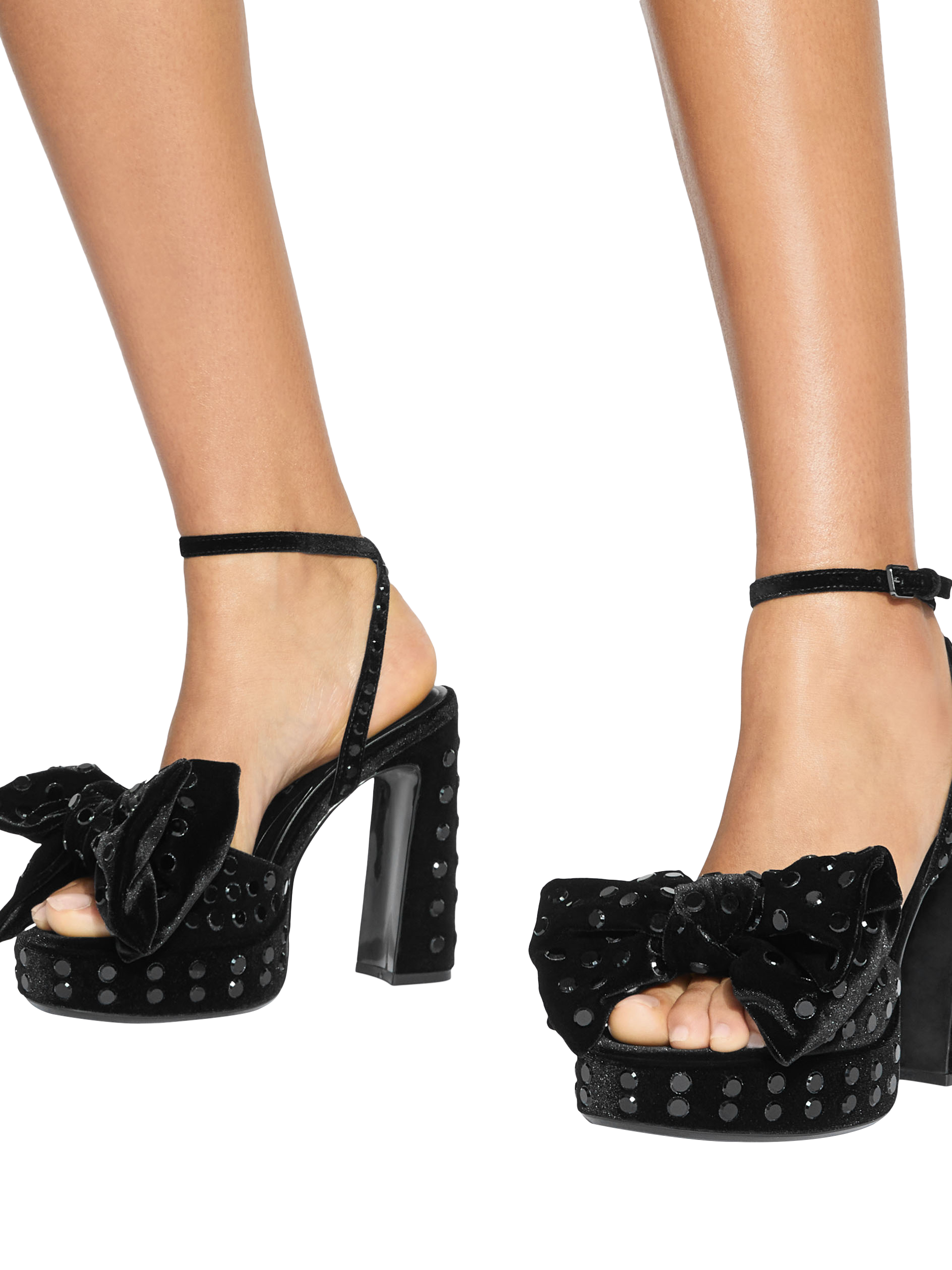 Product image 2 of 5, which shows KG Kurt Geiger Style Embellished Block Heel Sandals, Black, 3