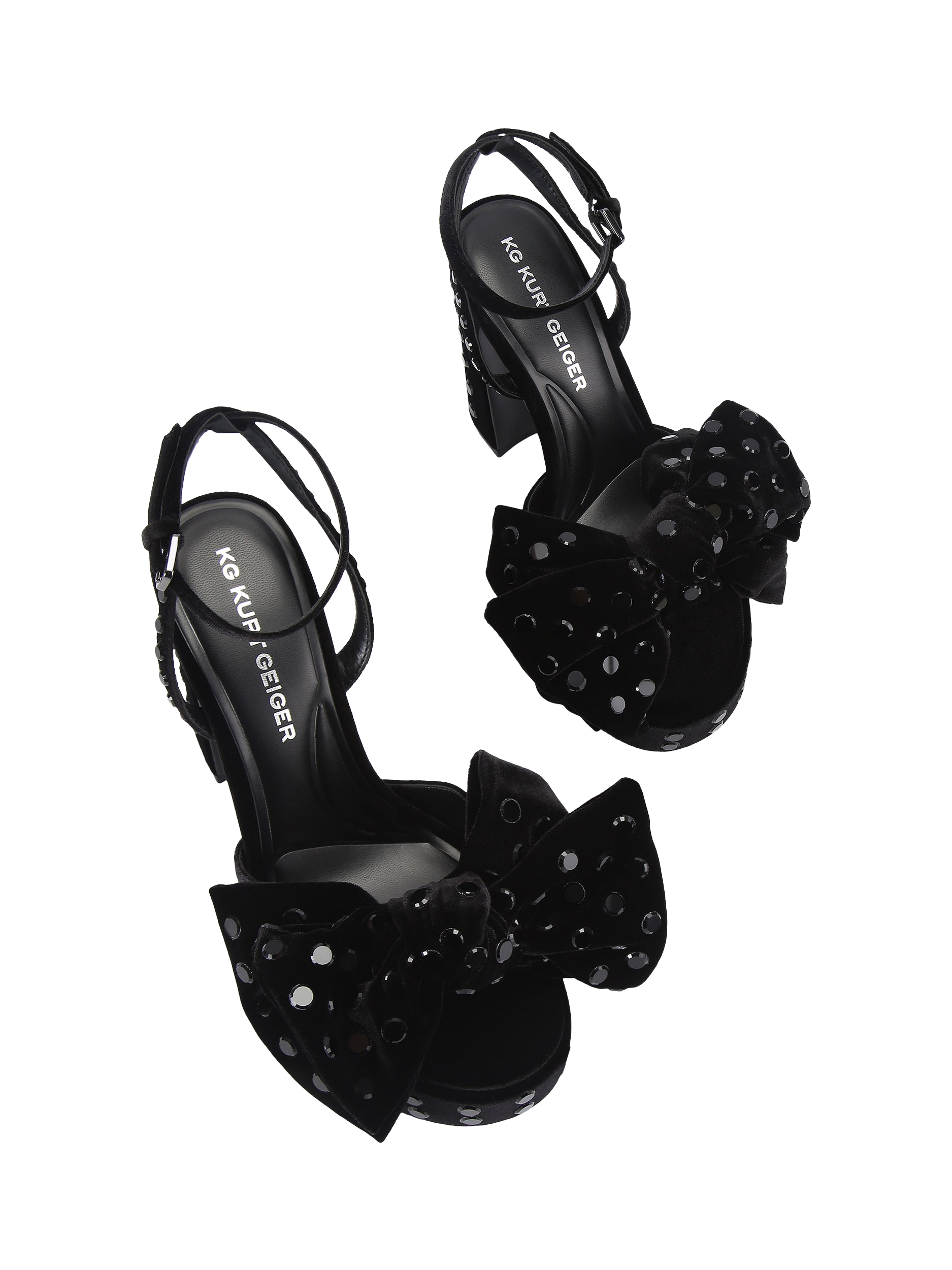 Product image 3 of 5, which shows KG Kurt Geiger Style Embellished Block Heel Sandals, Black, 3