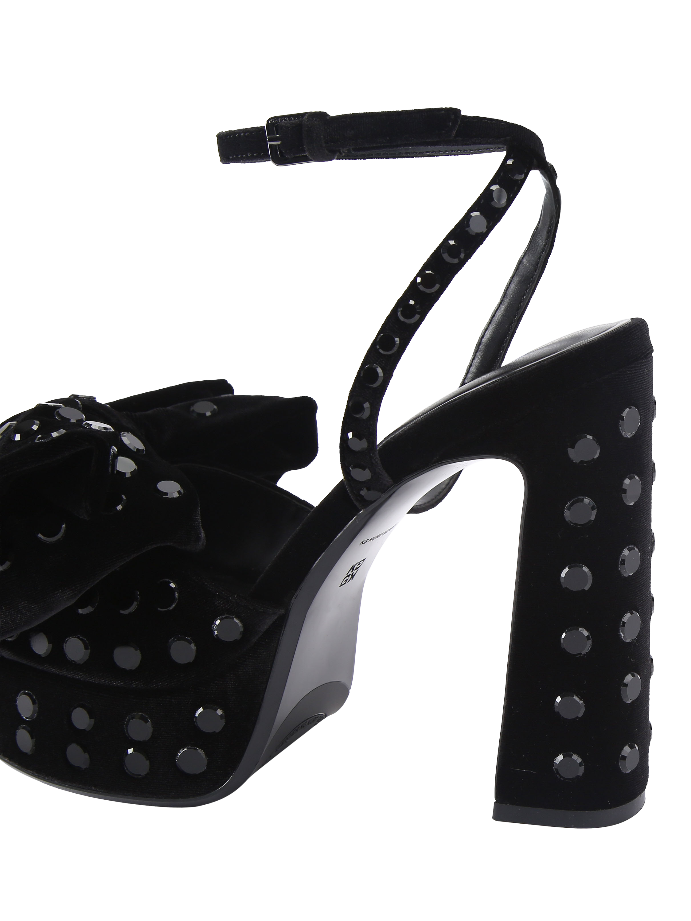 Product image 4 of 5, which shows KG Kurt Geiger Style Embellished Block Heel Sandals, Black, 3