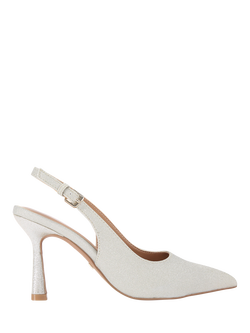 KG Kurt Geiger Adina Point Toe Stiletto Court Shoes, Silver, Silver