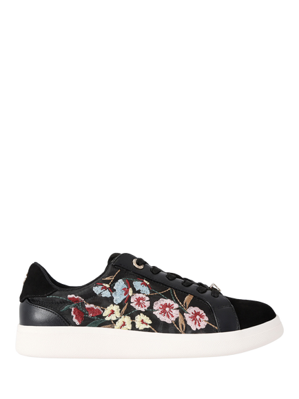 KG Kurt Geiger Eliza Floral Embroidered Trainers, Black/Multi, Black/Multi