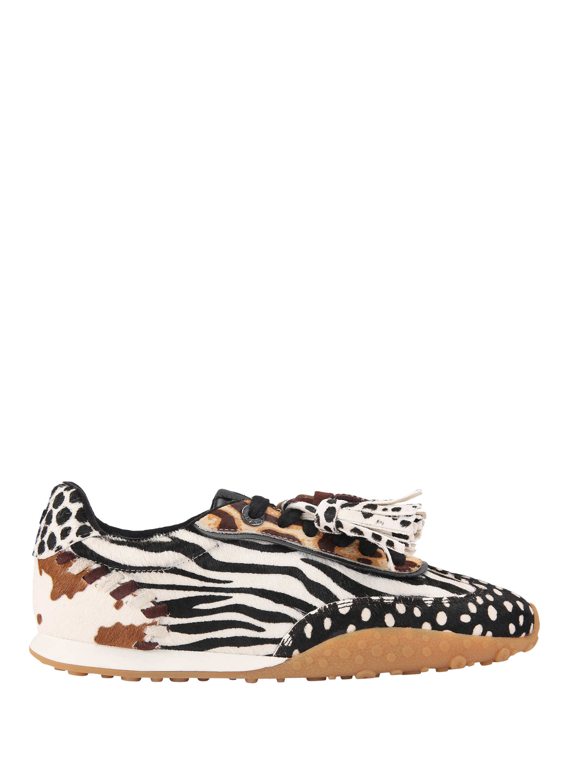 Product image 1 of 5, which shows KG Kurt Geiger Mixed Print Lace Up Trainers, Multi, 3