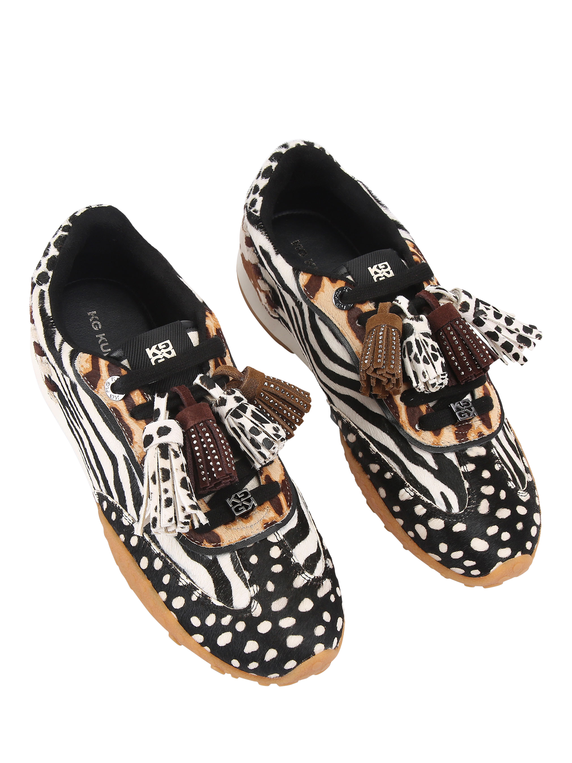 Product image 3 of 5, which shows KG Kurt Geiger Mixed Print Lace Up Trainers, Multi, 3