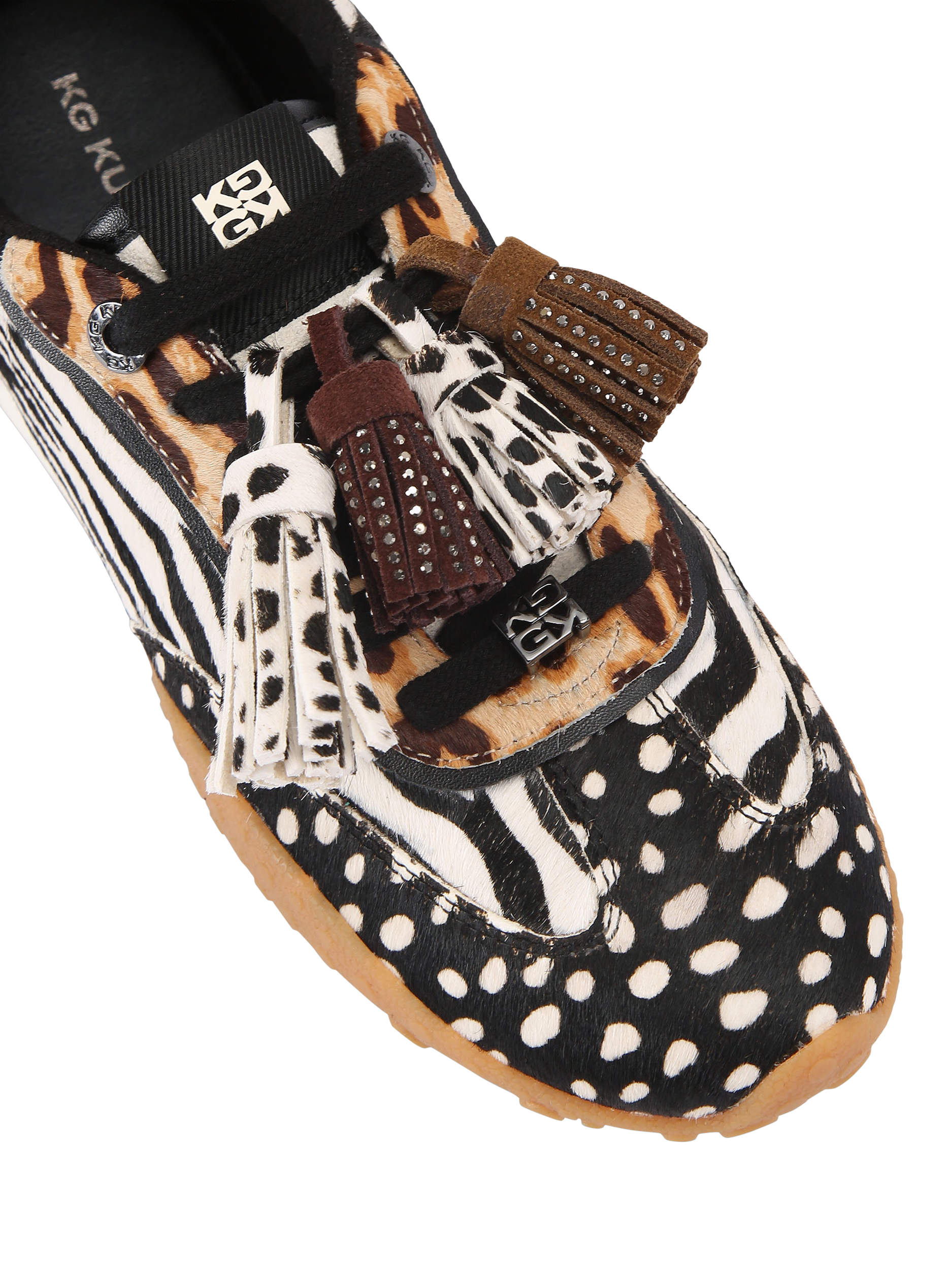 Product image 5 of 5, which shows KG Kurt Geiger Mixed Print Lace Up Trainers, Multi, 3