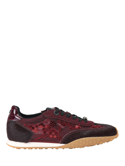 KG Kurt Geiger Lavender Suede Beaded Trainers, Red Wine