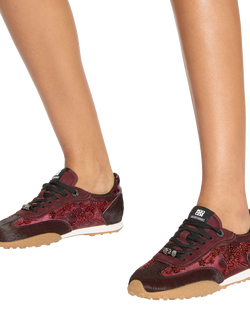 KG Kurt Geiger Lavender Suede Beaded Trainers - view 2, Red Wine