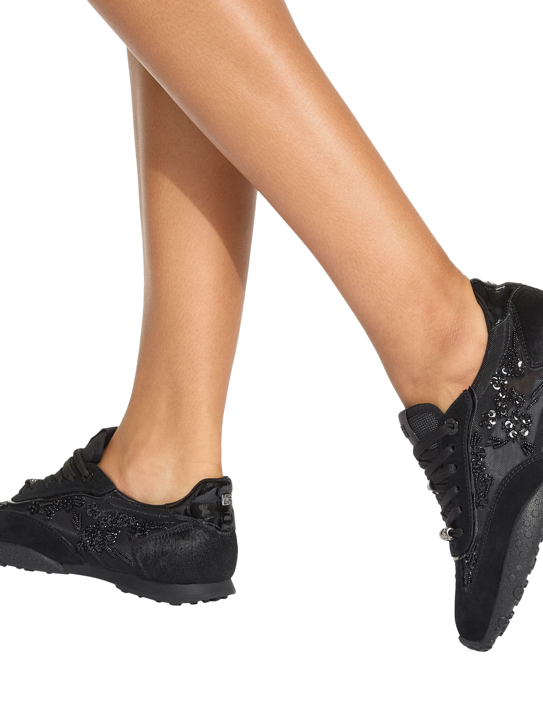 Product image 2 of 5, which shows KG Kurt Geiger Lavender Suede Beaded Trainers, Black, 3