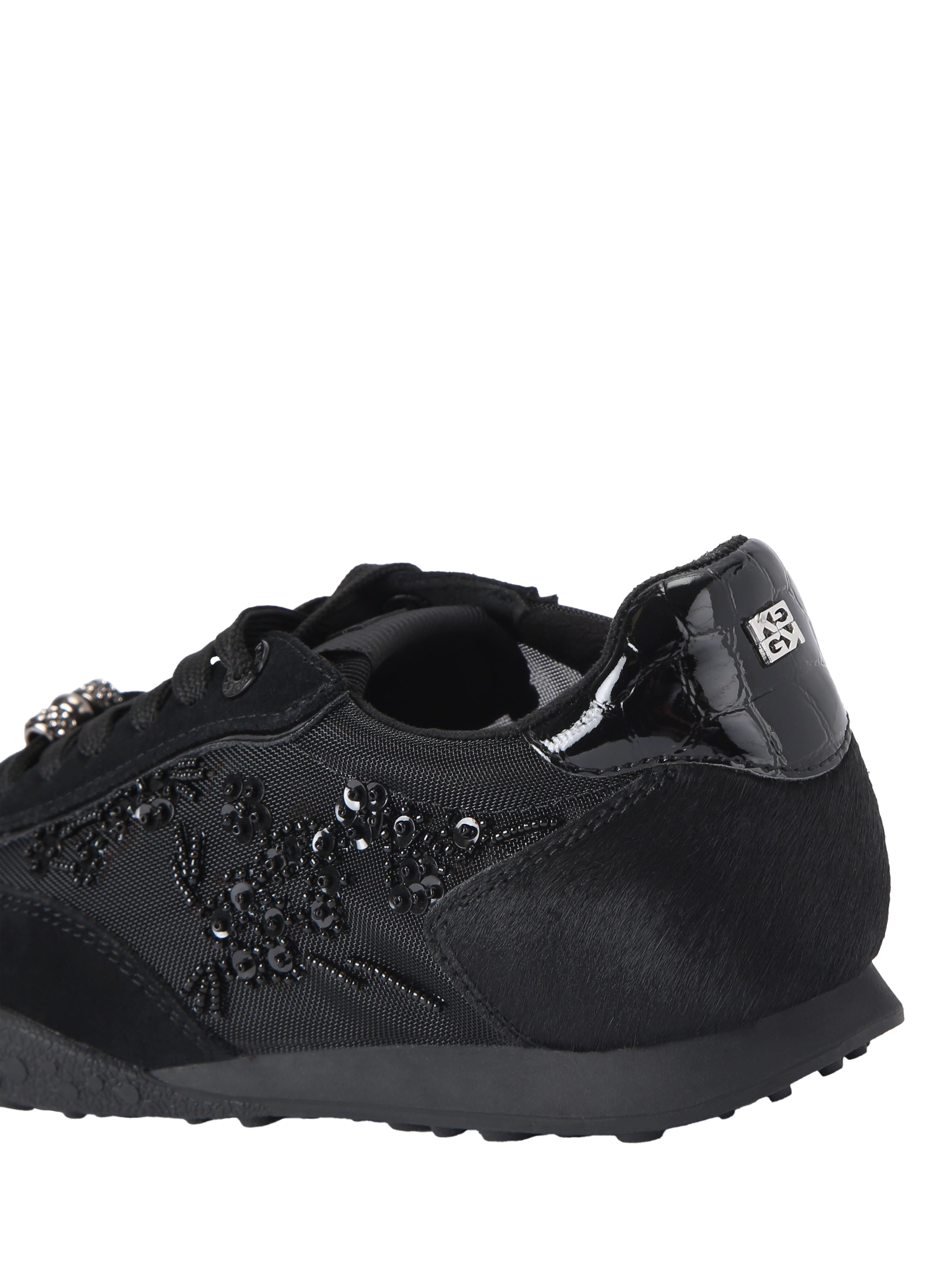 Product image 4 of 5, which shows KG Kurt Geiger Lavender Suede Beaded Trainers, Black, 3
