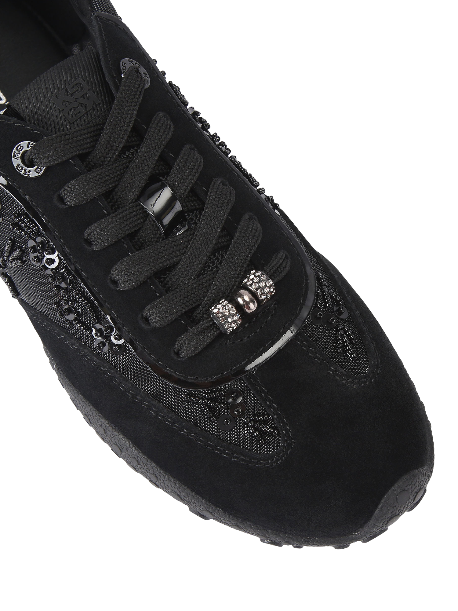 Product image 5 of 5, which shows KG Kurt Geiger Lavender Suede Beaded Trainers, Black, 3