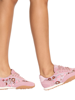 KG Kurt Geiger Lavender Floral Embroidered Trainers, Pink/Multi - view 2, Pink/Multi