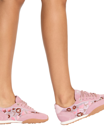 KG Kurt Geiger Lavender Floral Embroidered Trainers, Pink/Multi - view 2, Pink/Multi