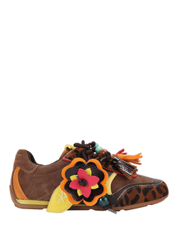 KG Kurt Geiger Lennon Suede Leopard Print Trainers, Brown Multi Brown, Brown Multi Brown