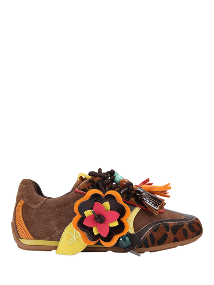 KG Kurt Geiger Lennon Suede Leopard Print Trainers, Brown Multi Brown, Brown Multi Brown