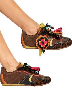 KG Kurt Geiger Lennon Suede Leopard Print Trainers, Brown Multi Brown - view 2, Brown Multi Brown