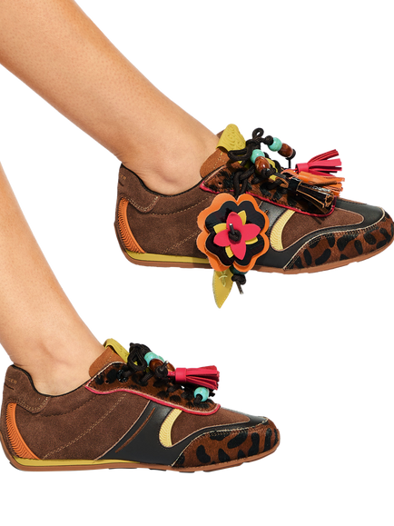 KG Kurt Geiger Lennon Suede Leopard Print Trainers, Brown Multi Brown - view 2, Brown Multi Brown