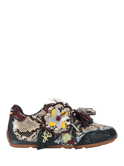 KG Kurt Geiger Lennon Leather Snake Print Trainers, Black Multi Black, Black Multi Black