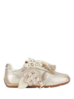 KG Kurt Geiger Lennon Leather Metallic Trainers, Gold, Gold