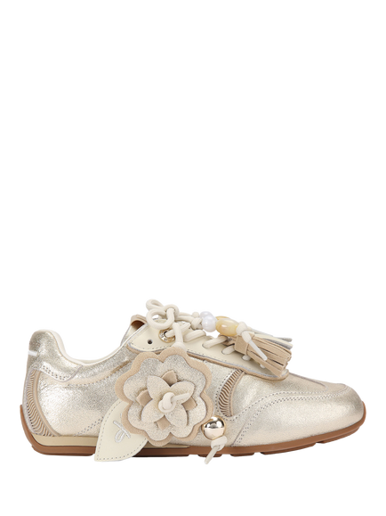 KG Kurt Geiger Lennon Leather Metallic Trainers, Gold, Gold