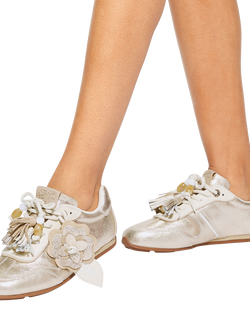 KG Kurt Geiger Lennon Leather Metallic Trainers, Gold - view 2, Gold